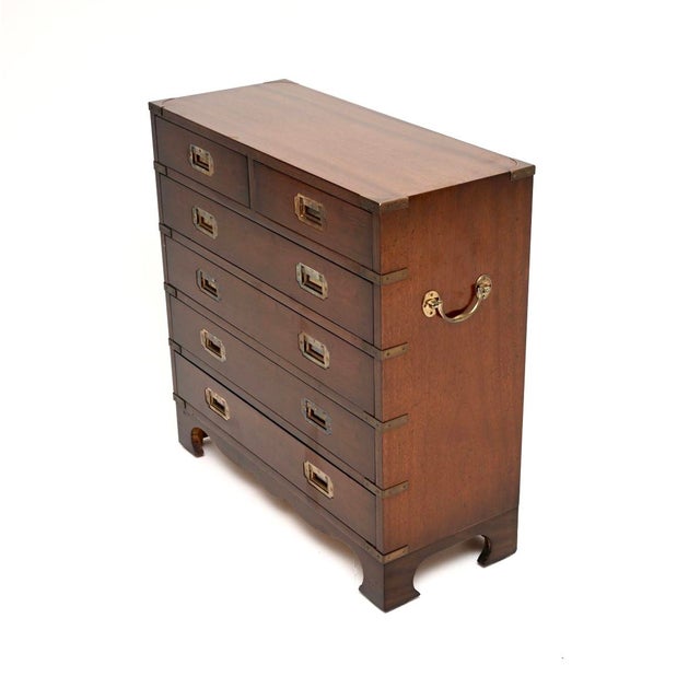 Antique Military Campaign Chest of Drawers, 1930 For Sale - Image 4 of 11