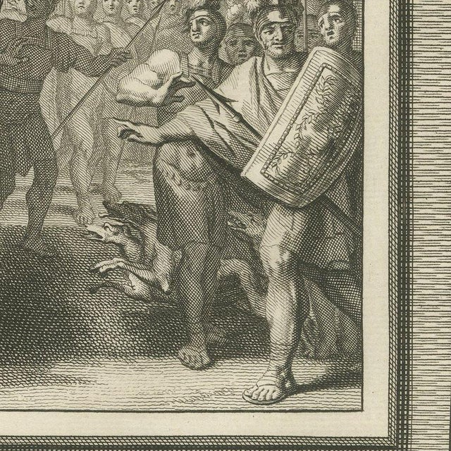 Pieter Mortier, A Lord Trampled at Samaria and the Death of Jezebel, Pieter 1700, Engraving For Sale - Image 4 of 12