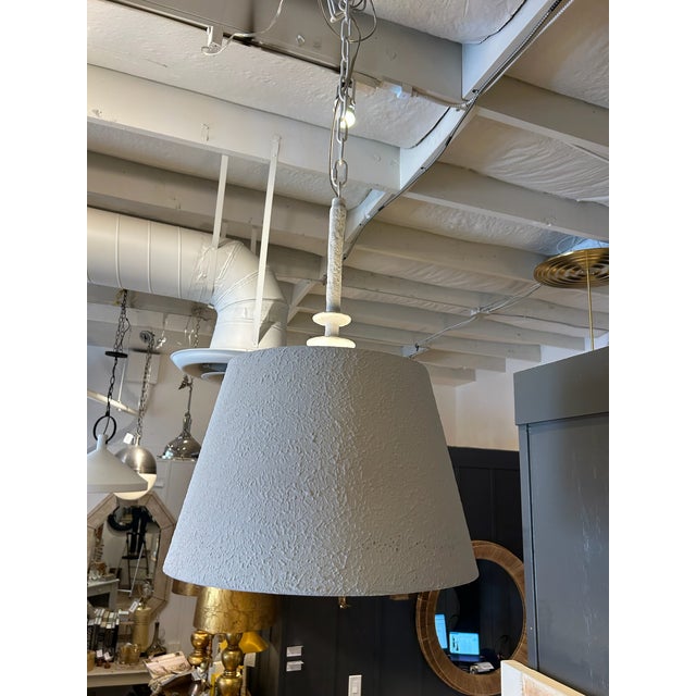 Metal Shade With White Plaster Finish For Sale In Los Angeles - Image 6 of 11