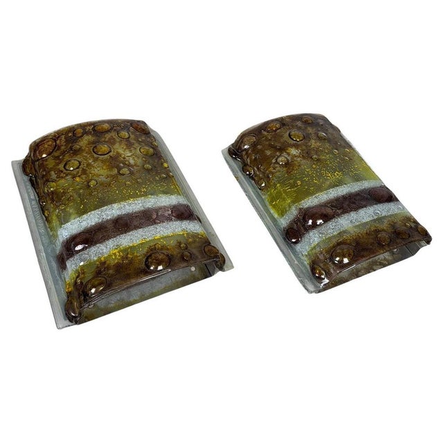 Glass Decorative Wall Sconces in Murano Glass, 1970s, Set of 2 For Sale - Image 7 of 7