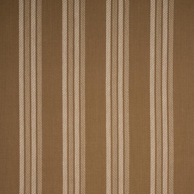 Schumacher Nor Stripe Fabric In Ochre For Sale