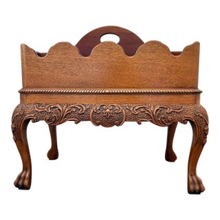 Vintage Baker Furniture Georgian Style Mahogany Canterbury Side Table With Removable Caddy For Sale
