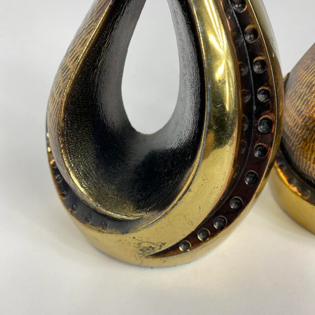 1950s Vintage 1950s Modern Brass Bookends by Ben Seibel - a Pair For Sale - Image 5 of 7