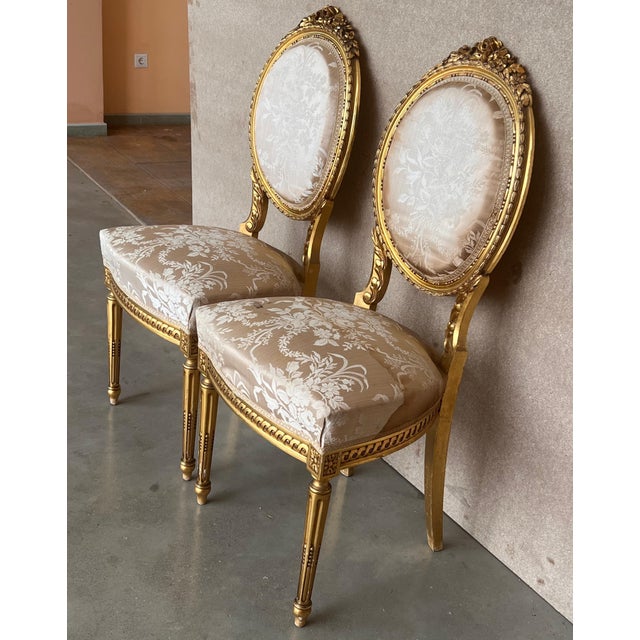Early 20th Century French Louis XVI Style Parcel Gilt and Painted Side Chair For Sale - Image 18 of 18