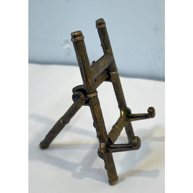 Mid 20th Century Vintage Italian Gold Metal Faux Bamboo Petite Easel For Sale - Image 5 of 11