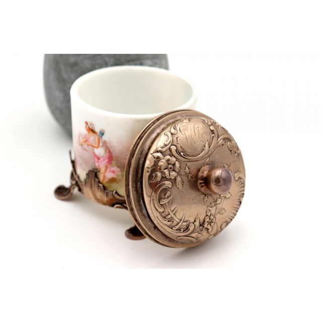 Porcelain Pot with Lid and Knob For Sale - Image 4 of 6