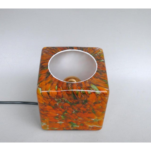 Flamed Cased Glass Table Lamp Cube in Orange, Green, Black and Beige by Peill & Putzler, 1970s For Sale - Image 13 of 16