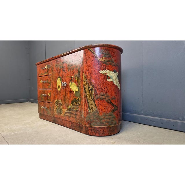 Paint Vintage Red Chinoiserie Cabinet, 1970s For Sale - Image 7 of 13