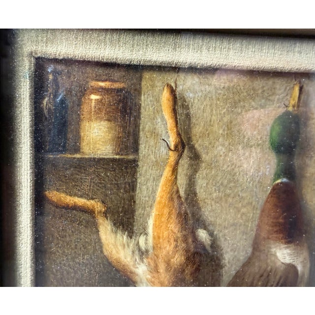 Brown Antique 1800s Realism William Cruikshank Hunting Trophy Rabbit Duck Oil Painting For Sale - Image 8 of 15