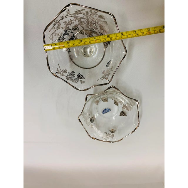 Metal Mid 20th Century Silver City Glass Co. Art Nouveau "Poppy" Silver Overlay Compote Bowls - Set of 2 For Sale - Image 7 of 12