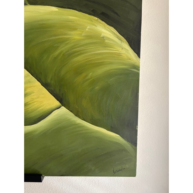 Textile Original Oversized Tropical Palm Oil Painting | 34" X 72" For Sale - Image 7 of 7
