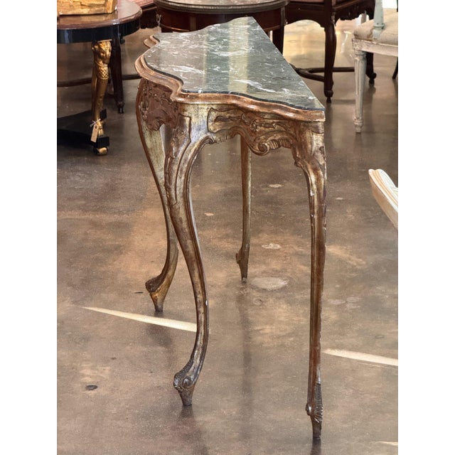 19th Century French Giltwood Console With Marble Top For Sale - Image 9 of 12