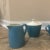 These vintage, sky blue Midcentury coffee cups, creamer, sugar, and fruit bowl are fabulous! The coffee cups are...