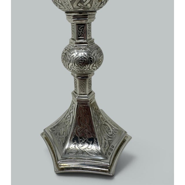 Antique Sterling Silver Wine Religious Goblet Chalice Irish 1919 For Sale - Image 6 of 13