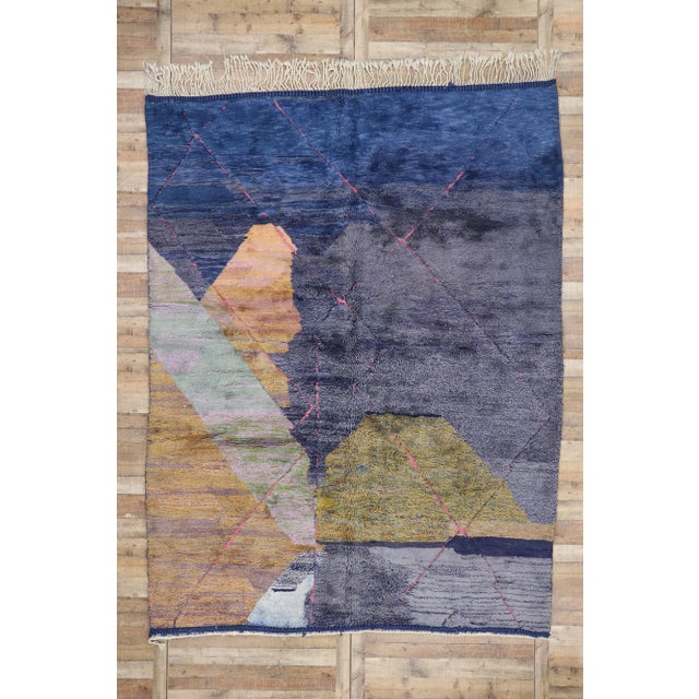 Navy Blue Berber Moroccan Rug - 08'11 X 11'06 For Sale - Image 8 of 9