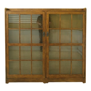 Mission Style Arts & Crafts 2 Door Oak Bookcase For Sale