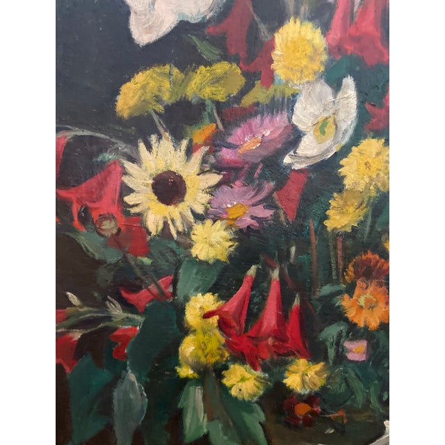 This lush floral still life is an oil on canvas painted in approximately 1924 by Kurt Hasse - Jastrow (1885-1958). It...