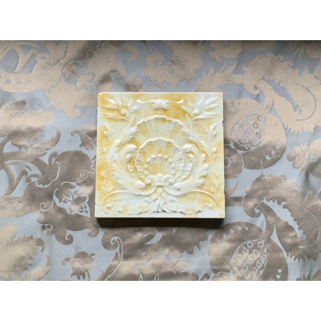 American High Victorian Tile: Cambridge Tile Works C1850 - Sunny Yellow Glaze For Sale - Image 9 of 10