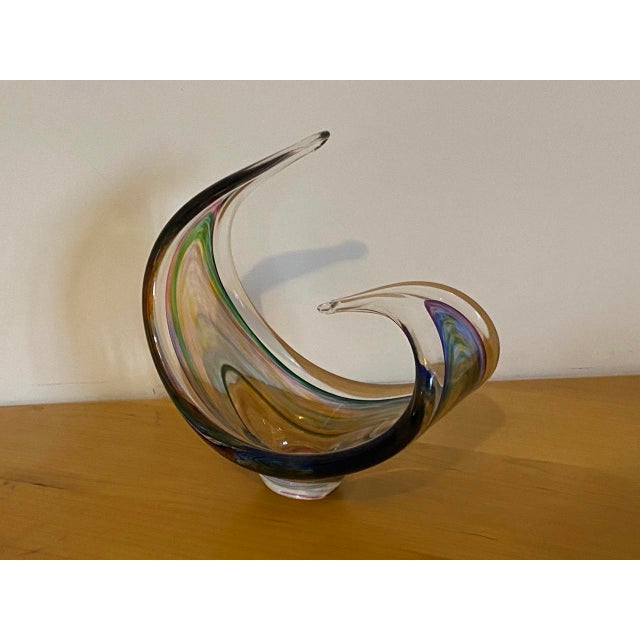 Transparent Poutini Basket Freeform by Hokitika Art Glass Studio, New Zealand For Sale - Image 8 of 11