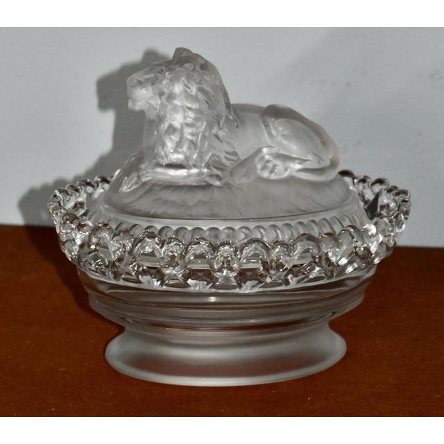 Vintage Lion Covered Candy Dish Imperial Glass Frosted Atterbury For Sale - Image 12 of 12