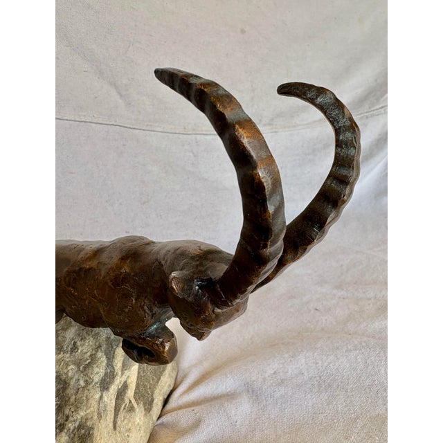 Metal 20th Century French Charles Reussner Bronze Ibex Sculpture For Sale - Image 7 of 12