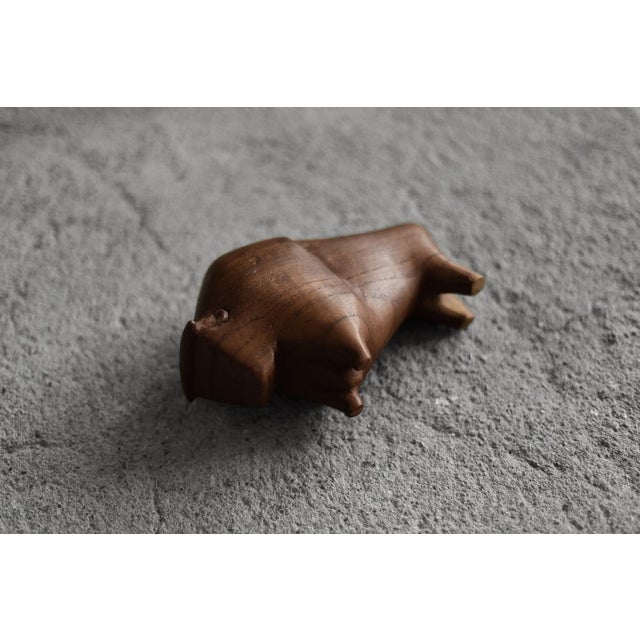 1960s Vintage Danish Dark Teak Bison Figurine, 1960s For Sale - Image 5 of 9