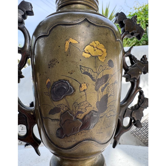 Meiji Shibuichi Vases, Set of 2 For Sale - Image 12 of 18