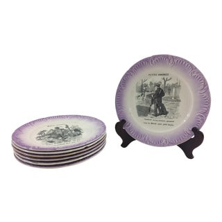 Digoin & Sarreguemines French Humorous Plates - Set of 7 For Sale