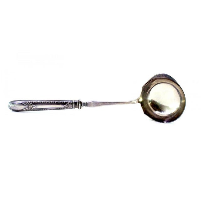 Sauce Ladle with Silver-Lined Handle with Bows, Trims and Monogram Card For Sale - Image 4 of 7