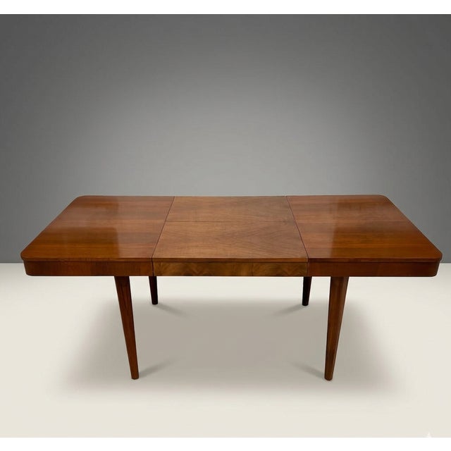Brown Mid-Century Extendable Dining Table in Wood from Jindřich Halabala, 1950s For Sale - Image 8 of 8