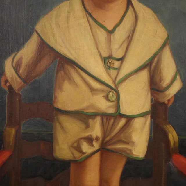 Italian Artist, Portrait of a Child, 1921, Oil on Canvas For Sale - Image 10 of 17