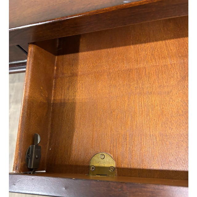 Vintage Empire Style Lyre Side Leather Top Writing Executive Library Desk For Sale - Image 15 of 15