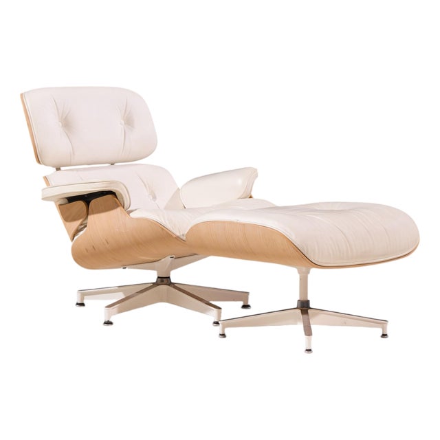Charles and Ray Eames for Herman Miller Mid Century White Oak Eames Lounge Chair and Ottoman For Sale