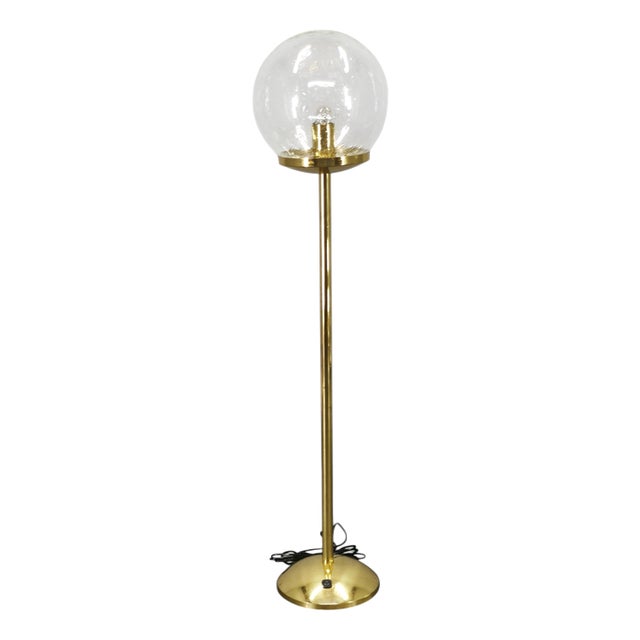 Bubble Glass and Brass Floor Lamp from Kamenicky Senov, 1970s For Sale