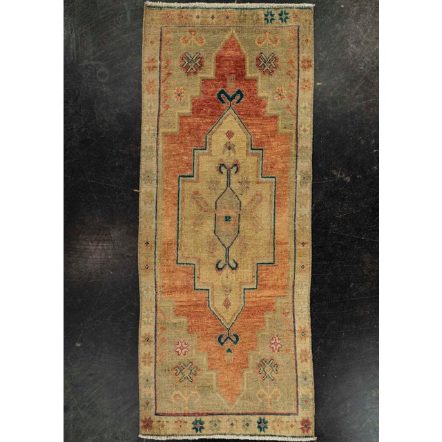 Terra Cotta Turkish Mini Rug Oriental Hand Knotted Vintage Rug 1'6" x 3'7" #21147 For Sale - Image 8 of 8