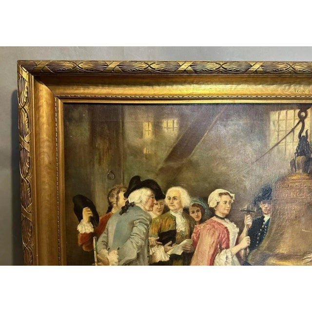 Antique Victorian Oil Painting on Canvas Ringing the Liberty Bell - Gallagher In very good original condition showing some...