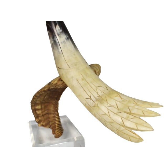 Mid-Century Modern Art Deco Horn Bird Carved Ram Horn Sculpture For Sale - Image 10 of 11
