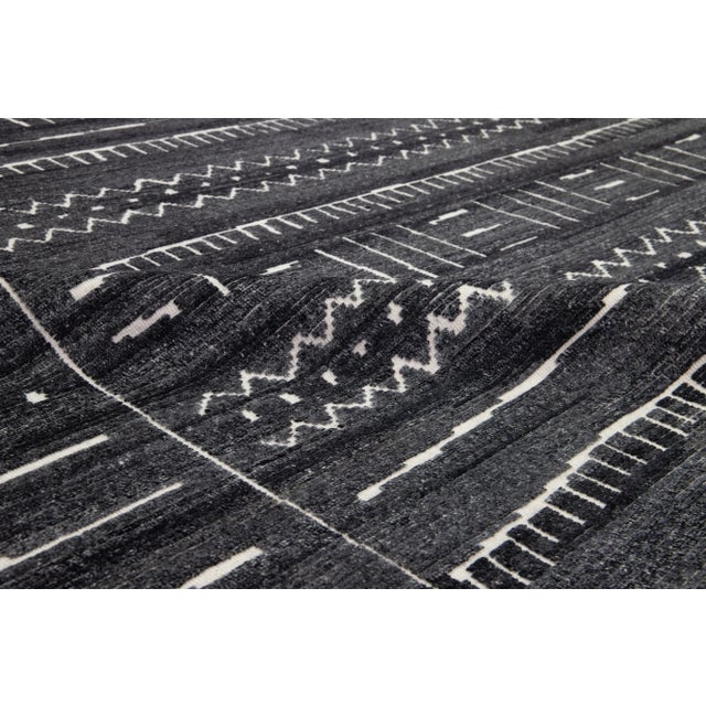 Modern Moroccan Style Gray Wool Rug With Tribal Pattern by Apadana For Sale - Image 9 of 10
