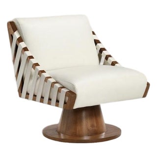 Millwin Vegan Leather Swivel Lounge For Sale