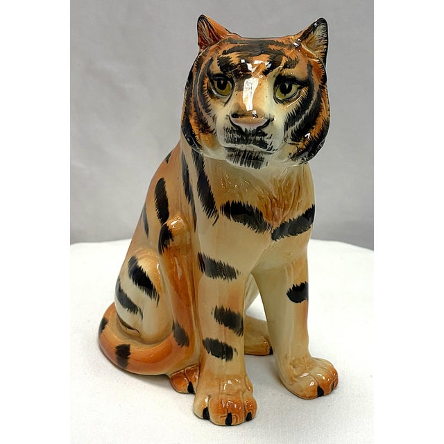 Boho Chic Vintage Ceramic Tiger Figure For Sale - Image 3 of 15