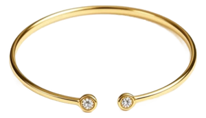 Late 20th Century 14K Yellow Gold Diamond Bangle Bracelet Estate