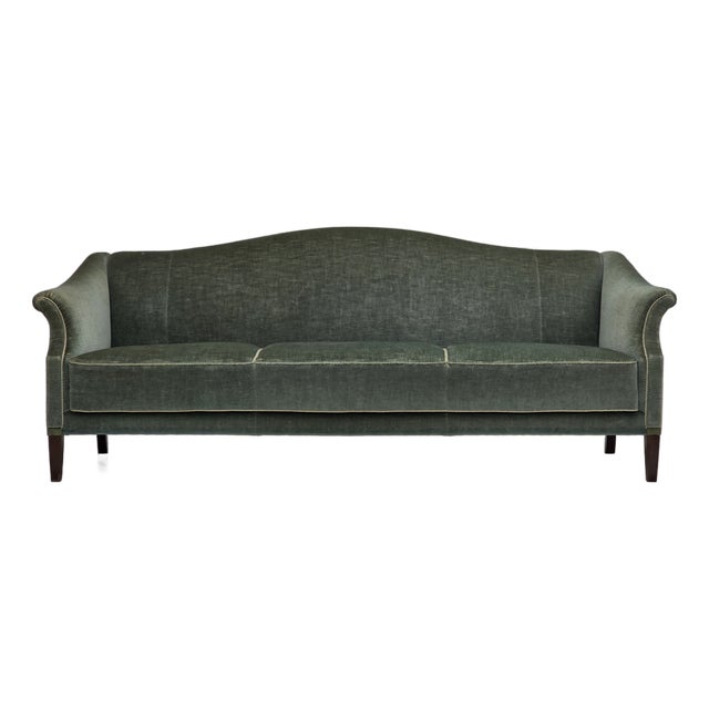 3-Seater Danish Sofa in Green Furniture Velour, 1960s For Sale