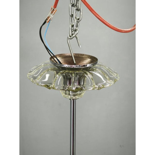 Art Deco Six-Arm Glass Chandelier, Czechoslovakia, 1930s For Sale - Image 4 of 12