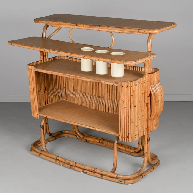 Mid-Century Modern Rattan Tiki Bar, Hand-Crafted, Italy, Circa 1960s For Sale - Image 4 of 12