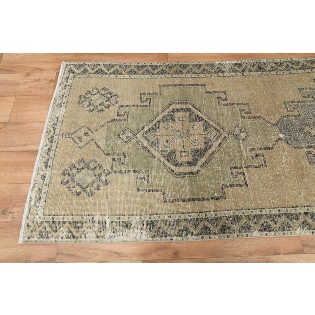 1970s 1970s Vintage Handmade Wool Cotton Beige Runner Rug For Sale - Image 5 of 11