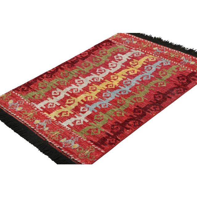 Rug & Kilim Rug & Kilim’s Tribal Rug in Red With Primitivist Geometric Patterns For Sale - Image 4 of 7