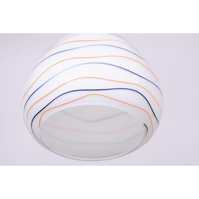 Mid-Century Czech Chromed Steel and Milk Glass Pendant Light, 1960s For Sale - Image 9 of 12