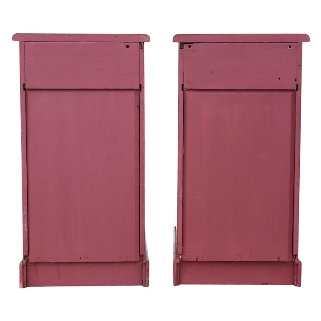 Antique Red Painted Bedside Tables, 1900s, Set of 2 For Sale - Image 9 of 11
