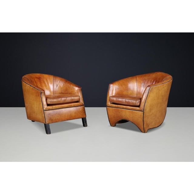 Cocoon and Charel Lounge Chairs in Patinated Leather by Bart van Bekhoven, 1970, Set of 2 For Sale - Image 17 of 18