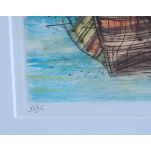 1960s Nautical Signed & Numbered Jean Carzou Original Print, "Boats at Rest", 1965 For Sale - Image 5 of 5